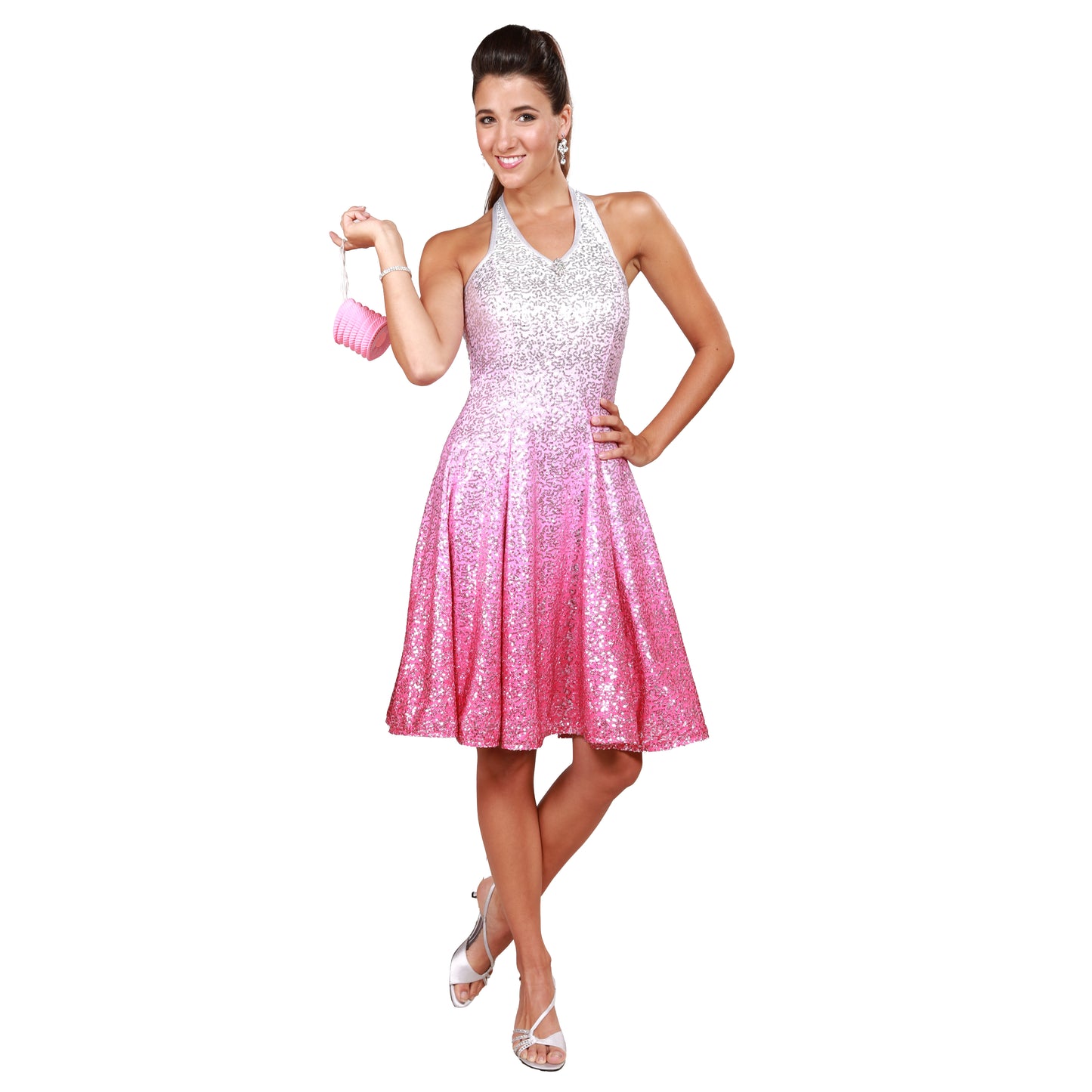 Ombre Sequin Halter Dress