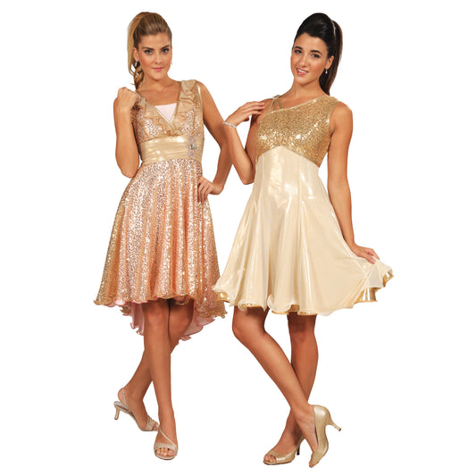 Gold Sequin Dresses - 2 Styles