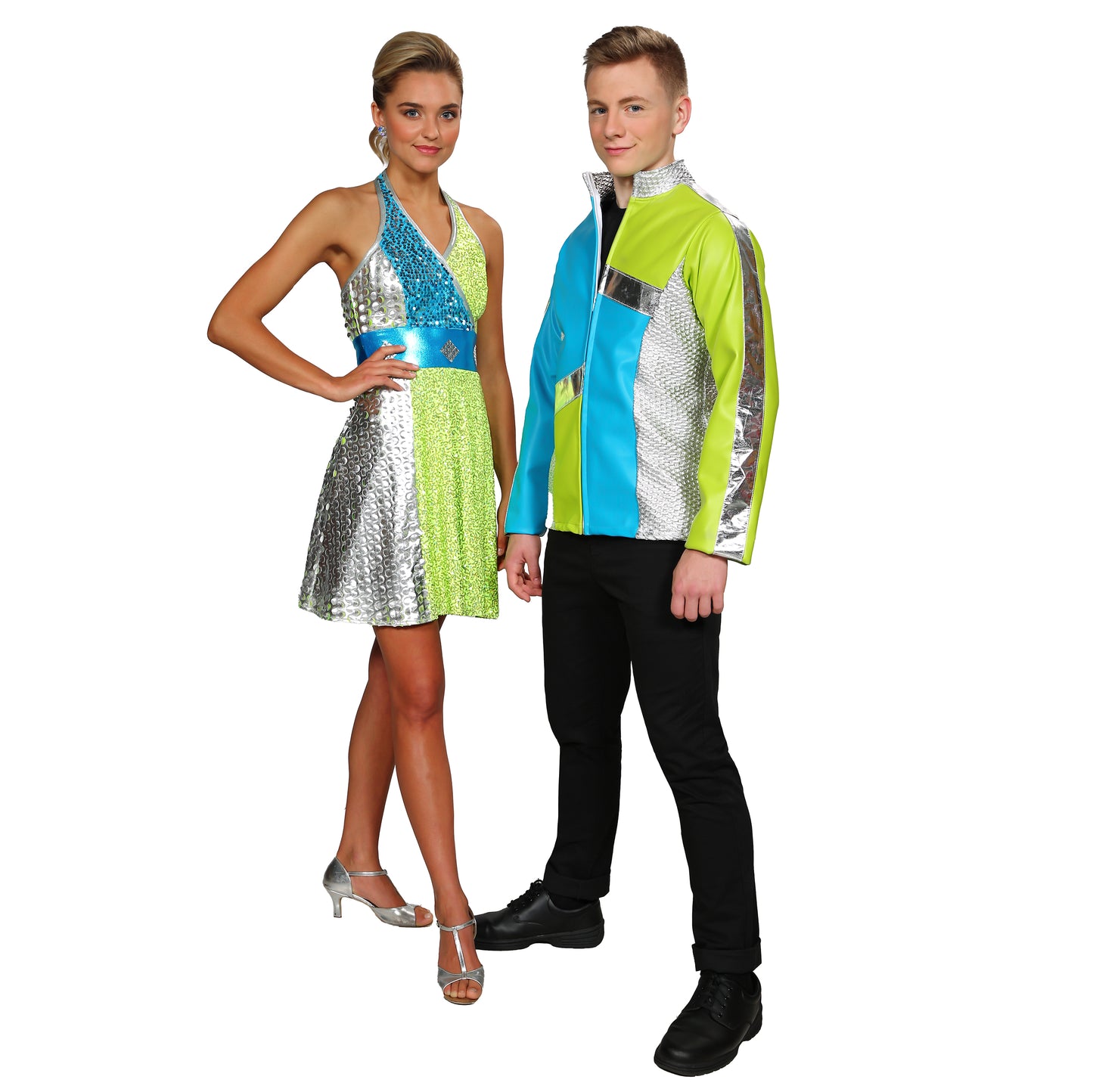 Metallic Neon Couples Look