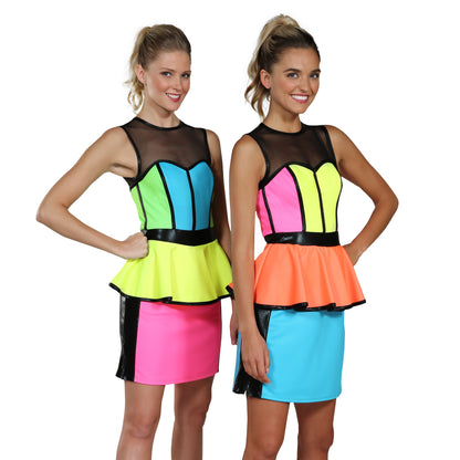 Neon Color Block Dress & Jacket