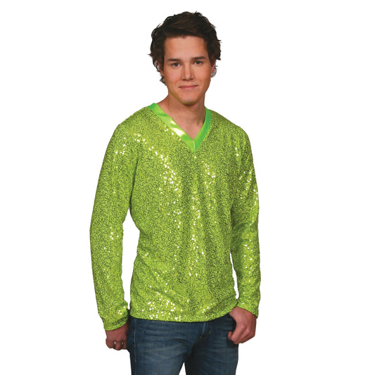 Sequin Long Sleeve V-neck Shirt